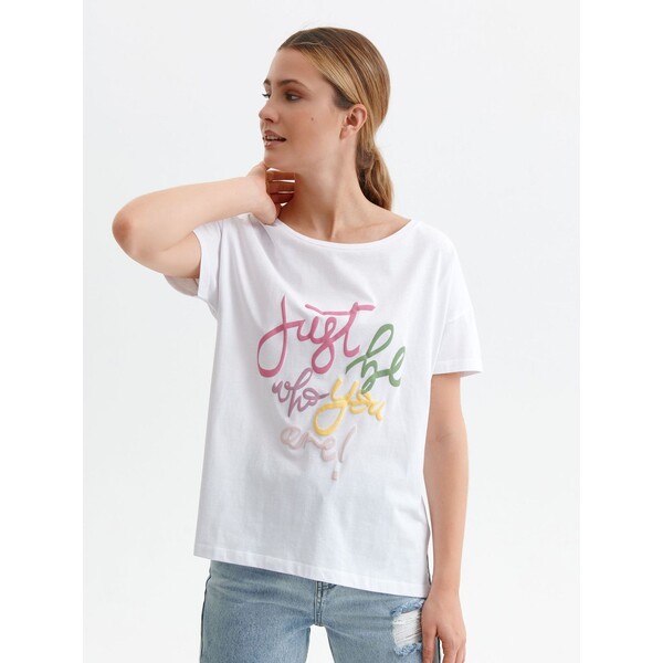 Top Secret t-shirt damski z kolorowym napisem SPO5474