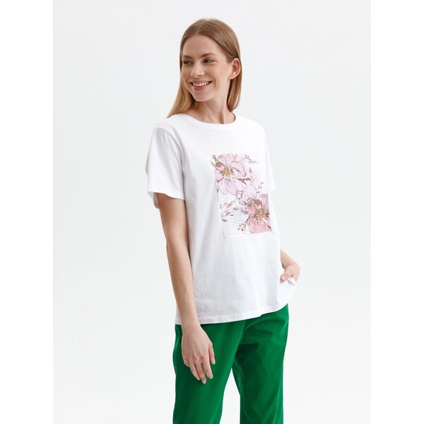 Top Secret luźny t-shirt damski z kwiatowym motywem SPO5481