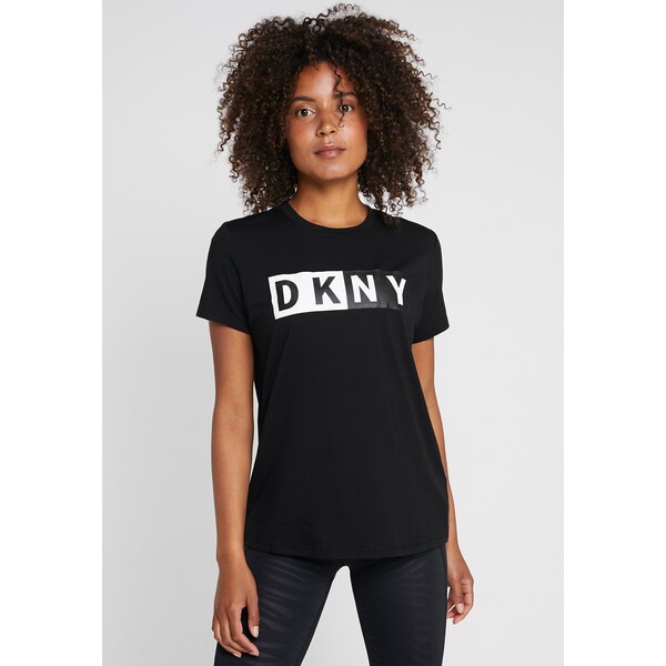 DKNY CREW NECK SHORT SLEEVE TWO TONE LOGO T-shirt z nadrukiem black DK141D00T-Q11