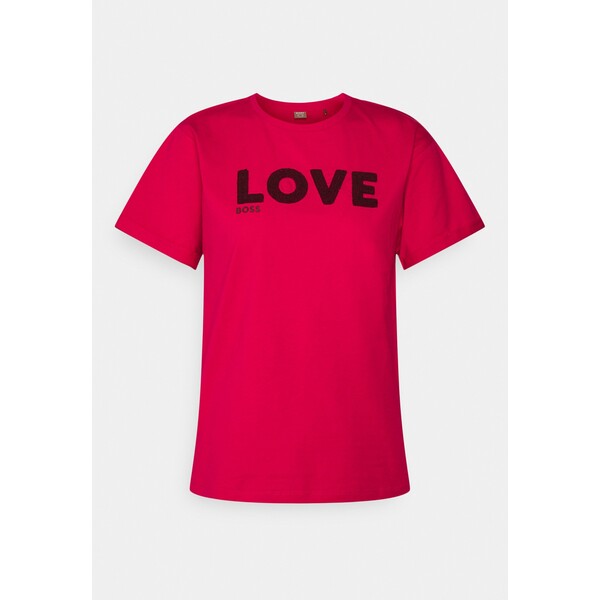 BOSS ELINEA T-shirt z nadrukiem medium pink BB121D09E-J11