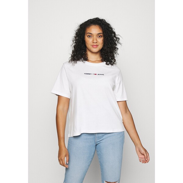 Tommy Jeans Curve LINEAR LOGO TEE T-shirt z nadrukiem white T2C21D00F-A11