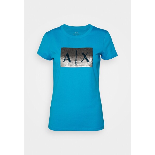 Armani Exchange ESSENTIAL T-shirt z nadrukiem waterfall/silver ARC21D01M-K11