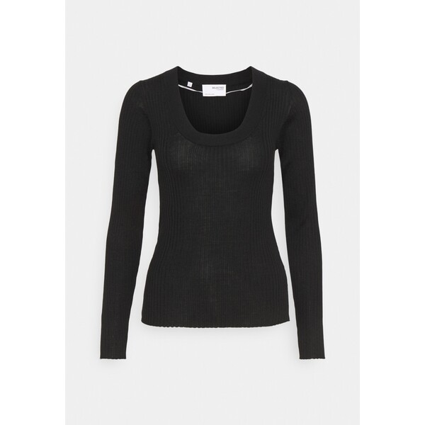 Selected Femme SLFCOSTA NEW DEEP U-NECK Sweter black SE521I0MV-Q11