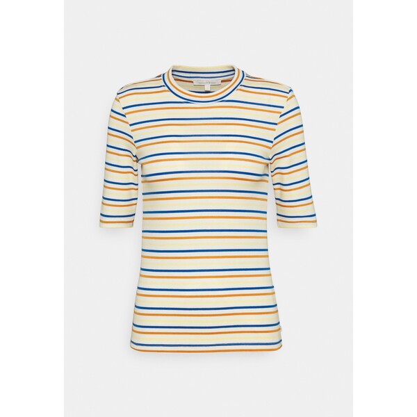 TOM TAILOR DENIM STRIPED MOCKNECK TEE T-shirt z nadrukiem creme/blue/yellow TO721D0W3-T11