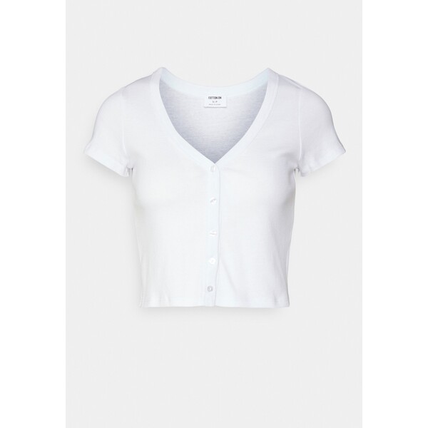 Cotton On LIZA BUTTON THROUGH SLEEVE T-shirt z nadrukiem white C1Q21D04A-A11