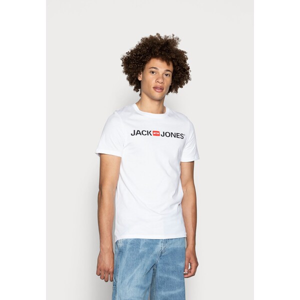 Jack & Jones JJECORP LOGO CREW NECK T-shirt z nadrukiem white JA222O1TS-A11