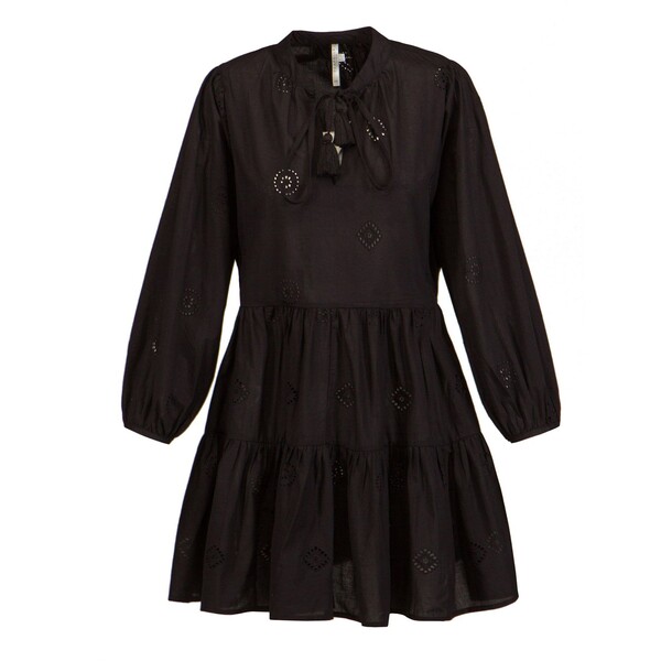 Seafolly Sukienka SEAFOLLY MBROIDERY TIERED DRESS 54155DR-black 54155DR-black