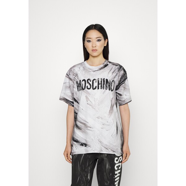 MOSCHINO T-shirt z nadrukiem grey 6MO21D010-C11