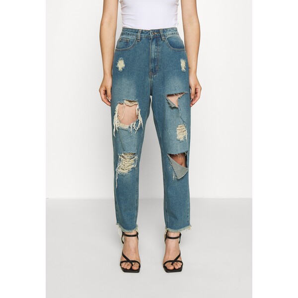Missguided Petite RIOT HIGH RISE RIPPED MOM AUTHENTIC Jeansy Relaxed Fit blue M0V21N030-K12