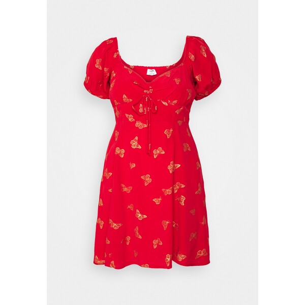 Cotton On Petite SWEETHEART MINI DRESS Sukienka letnia salsa red/gold metallic C6A21C00B-G11