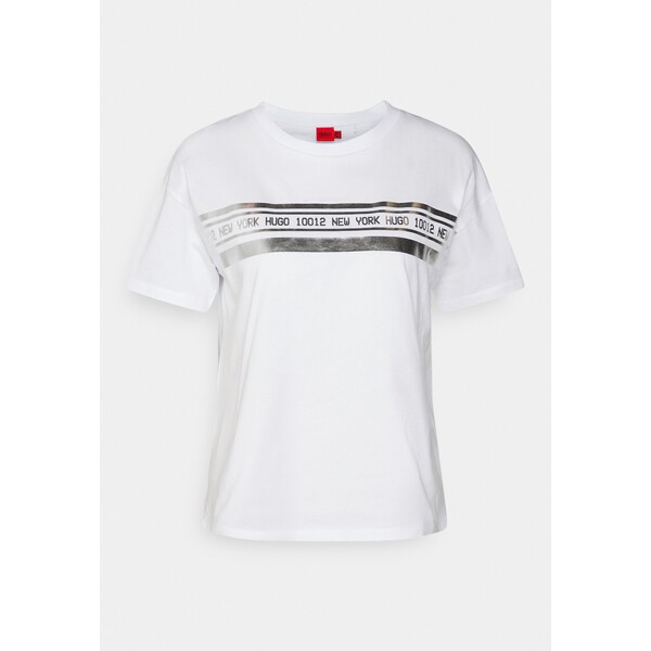 HUGO THE BOXY TEE T-shirt z nadrukiem white HU721D08N-A11