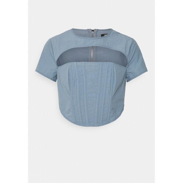 Missguided CUT OUT CORSET DETAIL T-shirt z nadrukiem blue M0Q21E0KE-K11