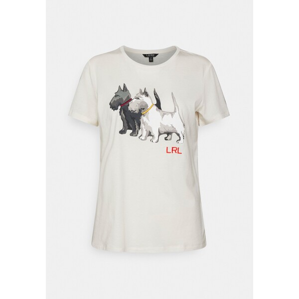 Lauren Ralph Lauren SCOTTISH-TERRIER-PRINT JERSEY TEE T-shirt z nadrukiem mascarpone cream L4221D0H4-A11
