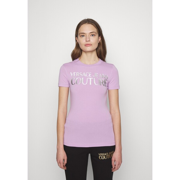 Versace Jeans Couture STRETCH T-shirt z nadrukiem lavander VEI21D057-I11