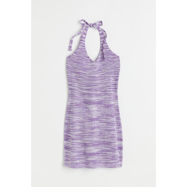 H&M Dzianinowa sukienka z mocowaniem na szyi - Mocowanie na szyi - Bez rękawów - -ONA 1049676004 Fioletowy melanż