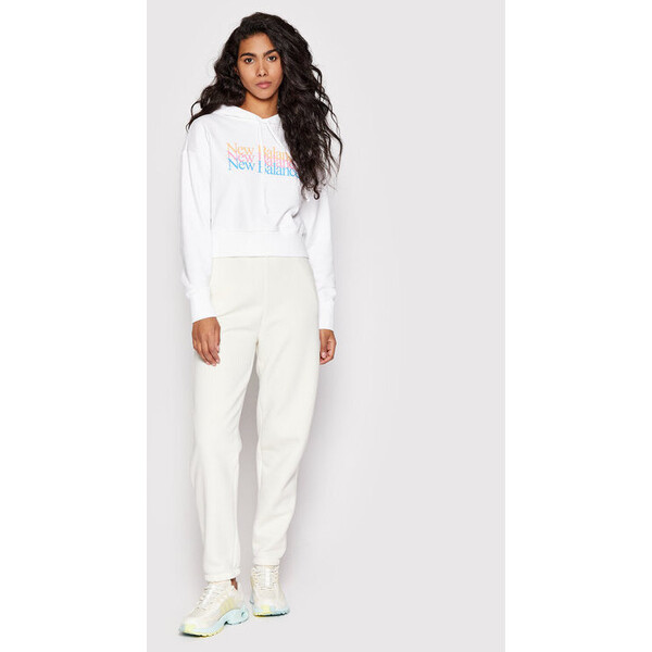 New Balance Bluza Essential WT21509 Biały Relaxed Fit
