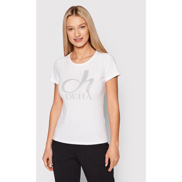 Deha T-Shirt Graphic A00141 Biały Slim Fit