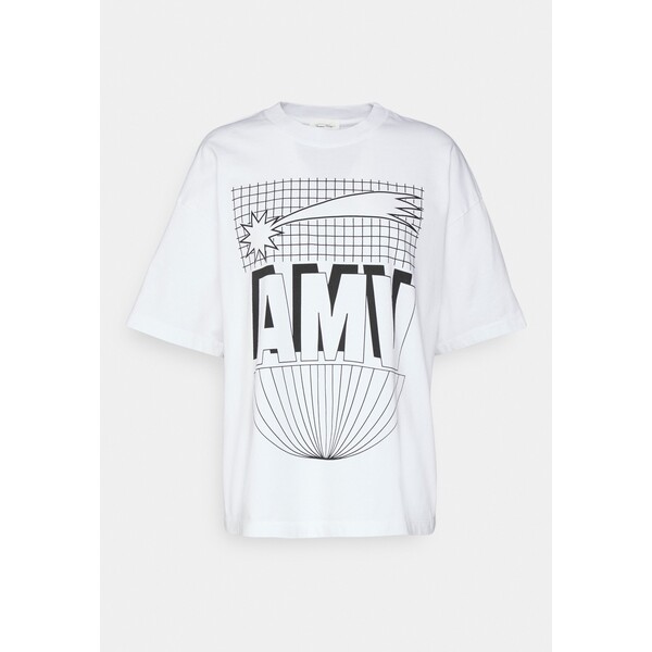 American Vintage T-shirt z nadrukiem blanc AM221D0CQ-A11