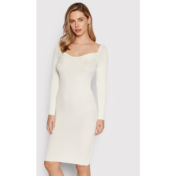 Rinascimento Sukienka dzianinowa CFM0010711003 Biały Slim Fit