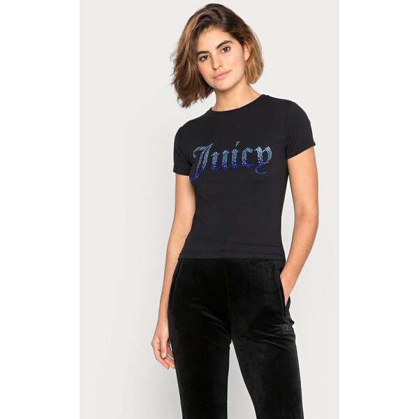 Juicy Couture OMBRE DIAMANTE FITTED T-shirt z nadrukiem black JU721D02E-Q11