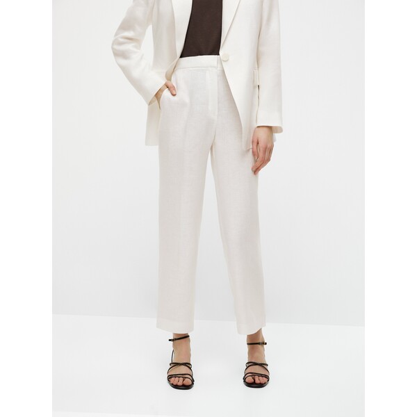 Massimo Dutti STRAIGHT FIT Spodnie materiałowe white M3I21A0OE-A11