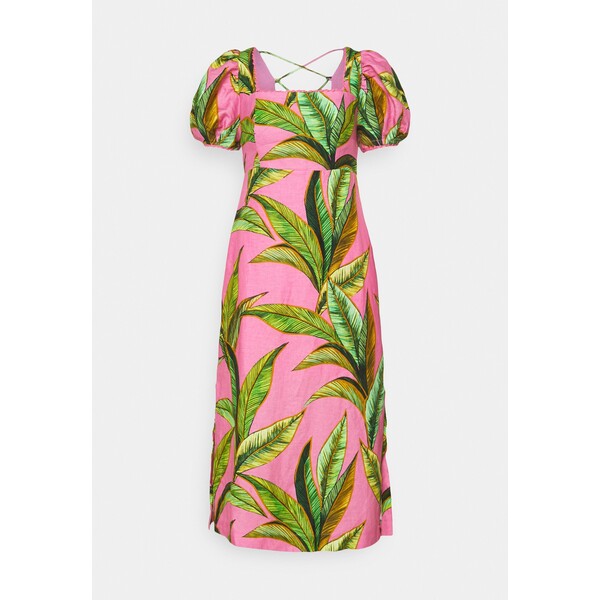 Farm Rio FLIAGE CROSSED BACK MIDI DRESS Sukienka letnia pink F0I21C02H-J11
