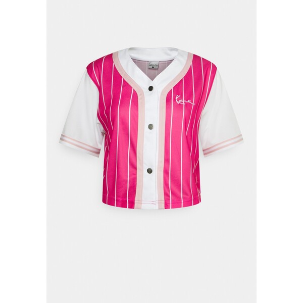Karl Kani CHEST SIGNATURE PINSTRIPE BASEBALL Bluza rozpinana pink KK121D05O-J11