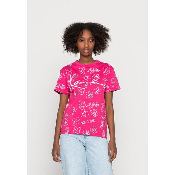 Karl Kani SIGNATURE FLOWER TEE T-shirt z nadrukiem pink KK121D05H-J11