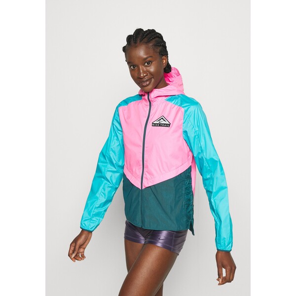 Nike Performance TRAIL Kurtka do biegania pink glow/turquoise blue/dark teal green/black N1241F07V-J11