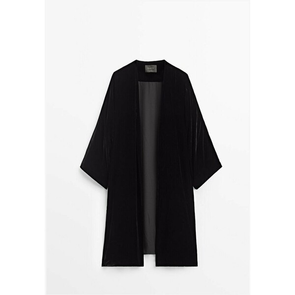 Massimo Dutti KIMONO Klasyczny płaszcz black M3I21G0D6-Q11