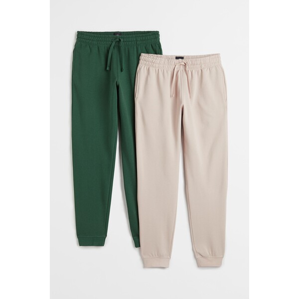 H&M Spodnie dresowe Regular Fit 2-pak - - ON 0970816011 Zielony/Jasnobeżowy