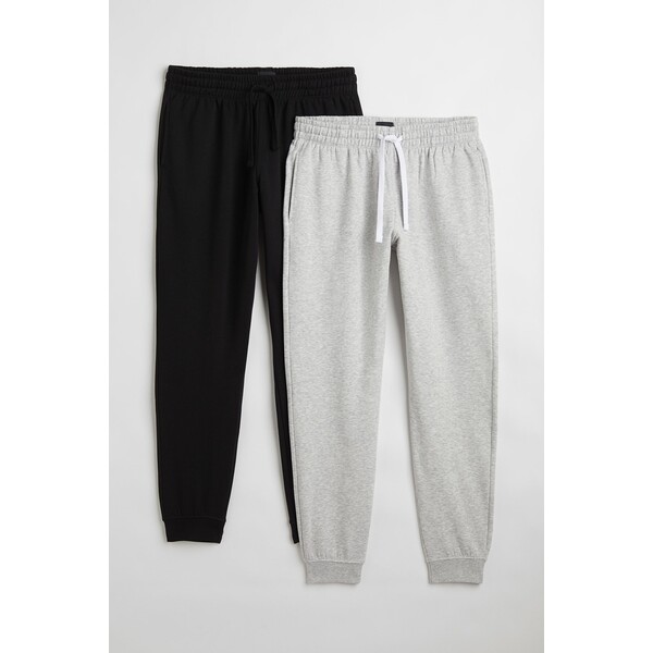 H&M Spodnie dresowe Regular Fit 2-pak - - ON 0970816011 Czarny/Szary melanż