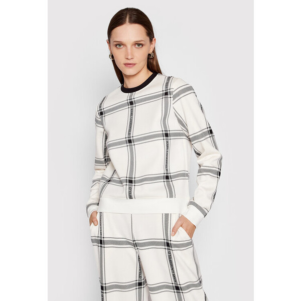 KARL LAGERFELD Bluza Check Printed 220W1806 Beżowy Relaxed Fit