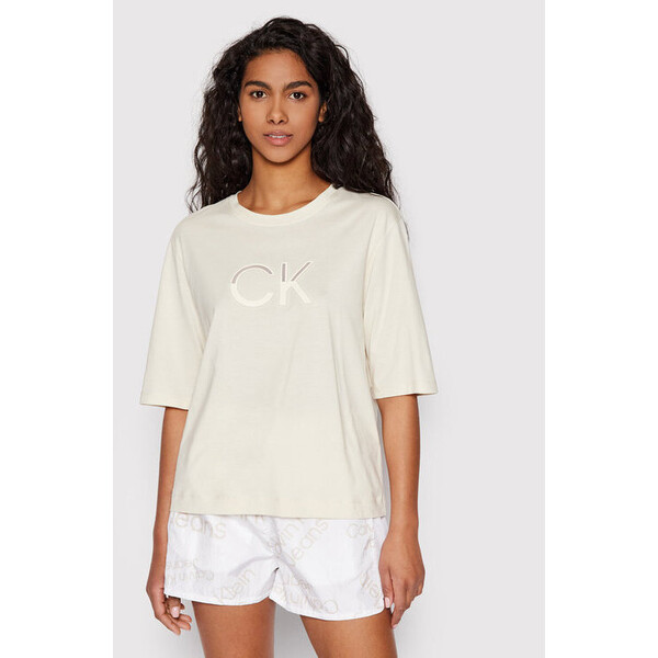 Calvin Klein T-Shirt Mesh Logo K20K203752 Beżowy Relaxed Fit