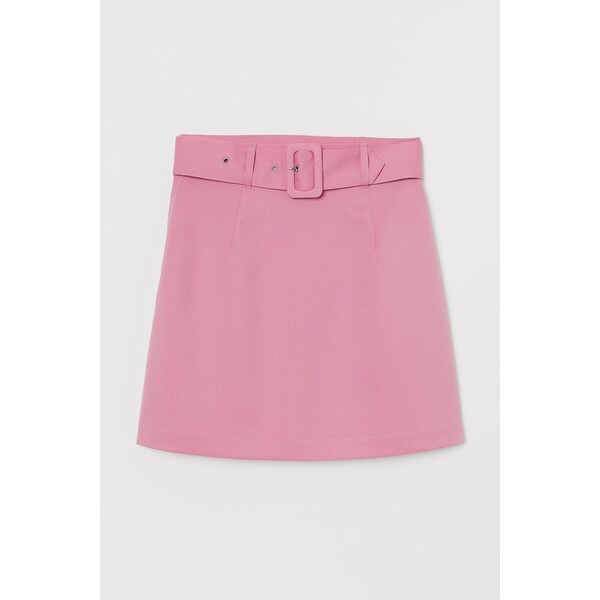 H&M Trapezowa spódnica z paskiem 0918011002 Różowy