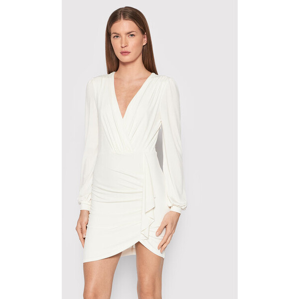 Rinascimento Sukienka koktajlowa CFC0107346003 Biały Slim Fit