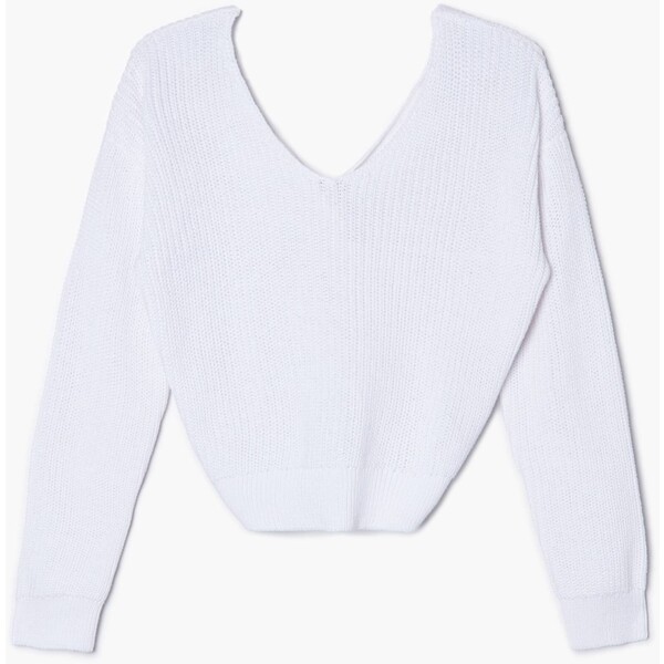 Cropp Biały sweter z dekoltem 2806M-00X