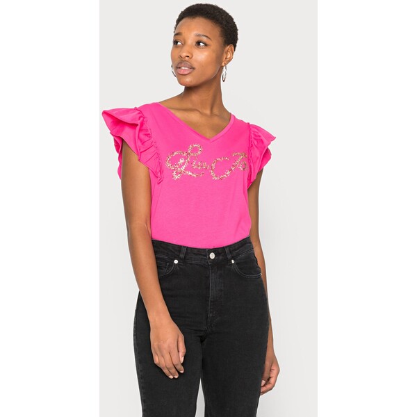 Liu Jo Jeans T-shirt z nadrukiem rosa magenta L2521D05J-J11