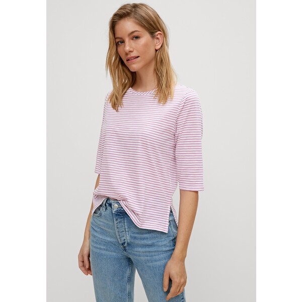 comma casual identity T-shirt z nadrukiem stripe summer pink C1E21D0EK-J11