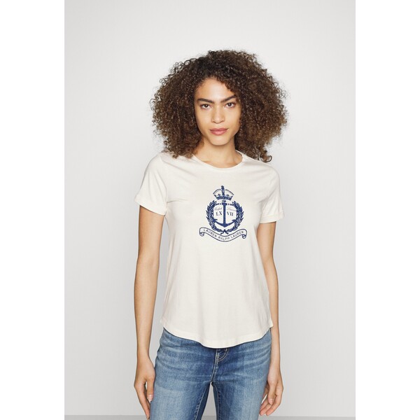 Lauren Ralph Lauren GRAPHIC BLEND TEE T-shirt z nadrukiem mascarpone cream/indigo sail L4221D0HL-A11