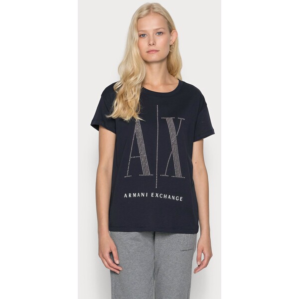 Armani Exchange T-shirt z nadrukiem navy/studs ARC21D02J-K11