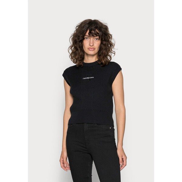 Calvin Klein Jeans MONOGRAM EMBROIDERY VEST Sweter black C1821I03G-Q11