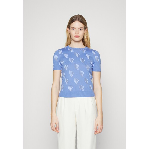 Lauren Ralph Lauren LOGO DOUBLE-KNIT JACQUARD SWEATER T-shirt z nadrukiem blue loch L4221I0AM-K11