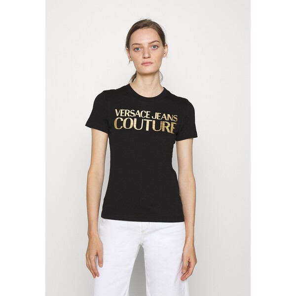 Versace Jeans Couture T-shirt z nadrukiem black/gold VEI21D04B-Q11
