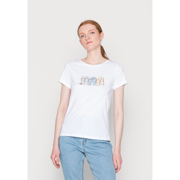 More & More 1/2 SLEEVE T-shirt z nadrukiem white M5821D0NE-A11
