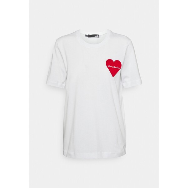 Love Moschino T-shirt z nadrukiem optical white LO921D081-A11