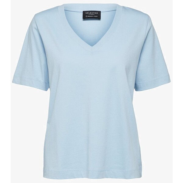 Selected Femme SLFSTANDARD V NECK TEE T-shirt basic cashmere blue SE521D0DG-K11