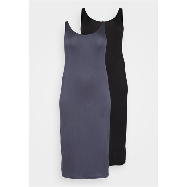 Pieces Curve PCKALLI MAXI TANK DRESS 2 PACK Sukienka z dżerseju black/dark grey PIU21C02S-Q11
