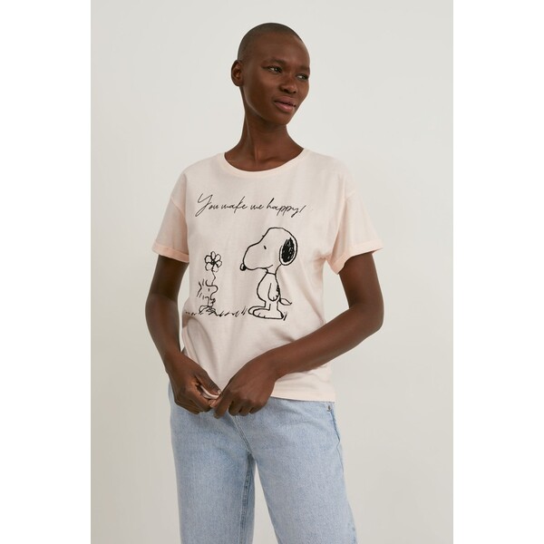C&A SNOOPY PEANUTS T-shirt z nadrukiem rose C6F21D052-B11