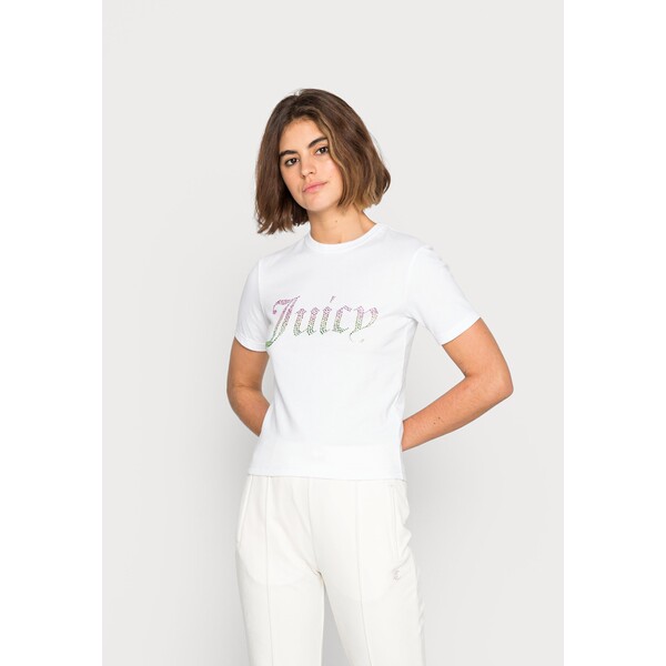 Juicy Couture OMBRE DIAMANTE GIRLFRIEND FIT T-shirt z nadrukiem white JU721D022-A11